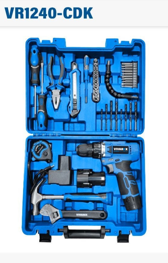 کیت دریل پیچ گوشتی شارژی ویوارکس 12 ولت 40 پارچه دو باتری مدل VR1240-CDK