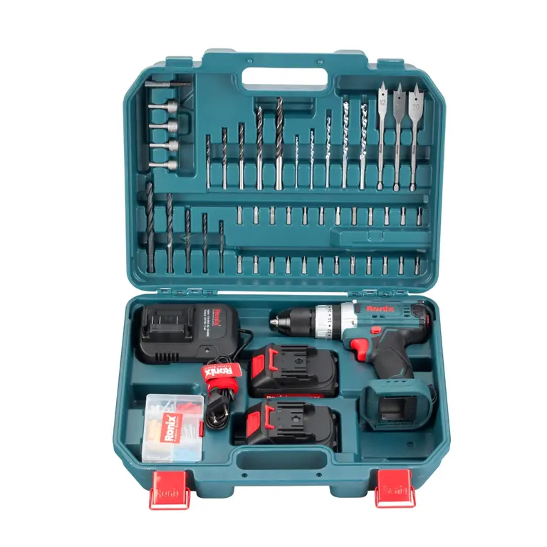 دریل شارژی رونیکس مدل RS-8619 اتوماتیک با ۲ باتری و کیت ۵۳ پارچه